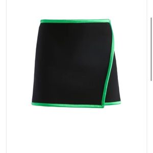 Lilia Piped Crossover Skirt - Black / Garden Green NWT